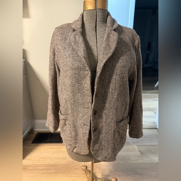 Eileen Fisher New York 100% wool tweed blazer size medium - Picture 1 of 11